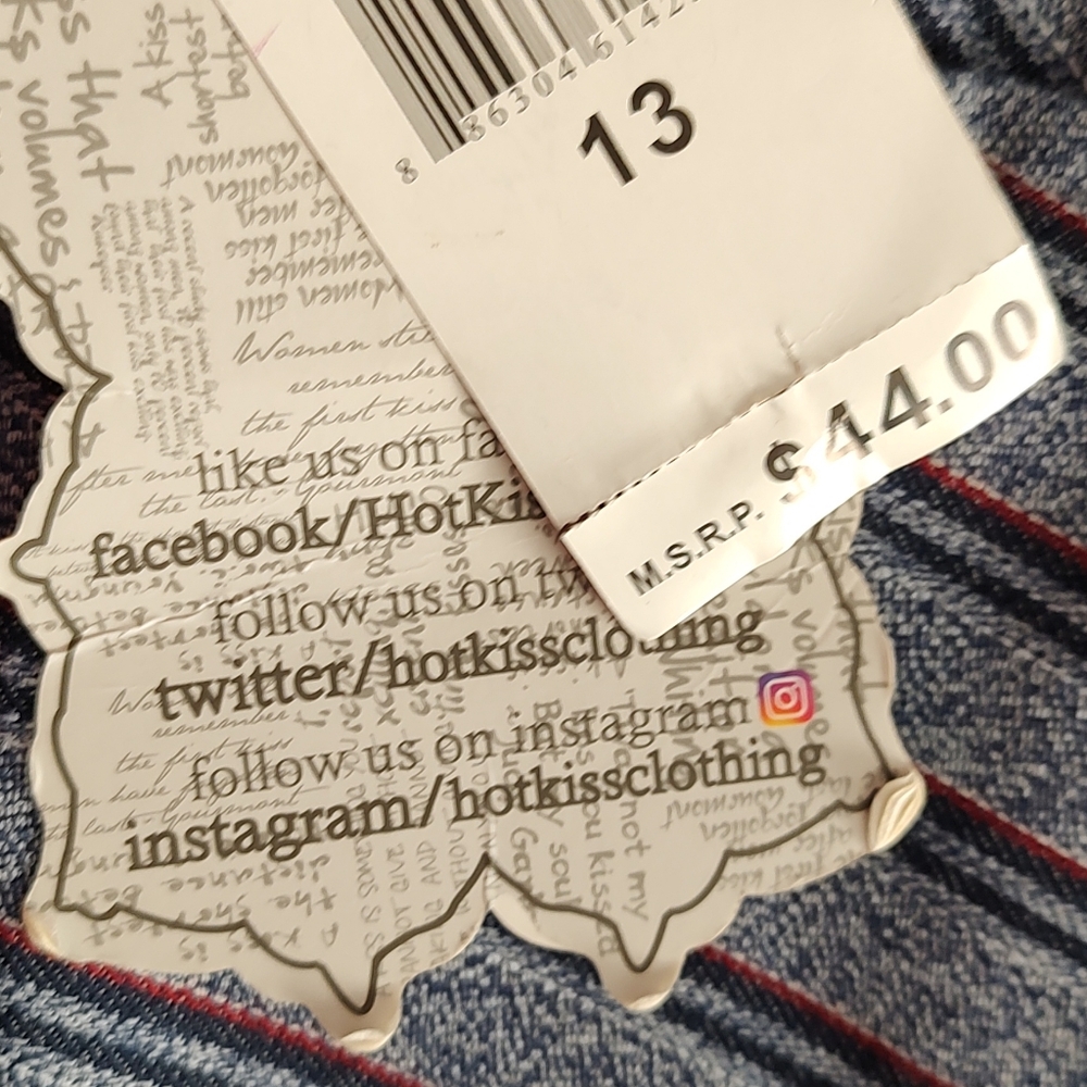 Hot Kiss Dress Pants Women Gray Stripes Belt Side Zipper Size 13 Wide Leg New - Picture 9 of 13